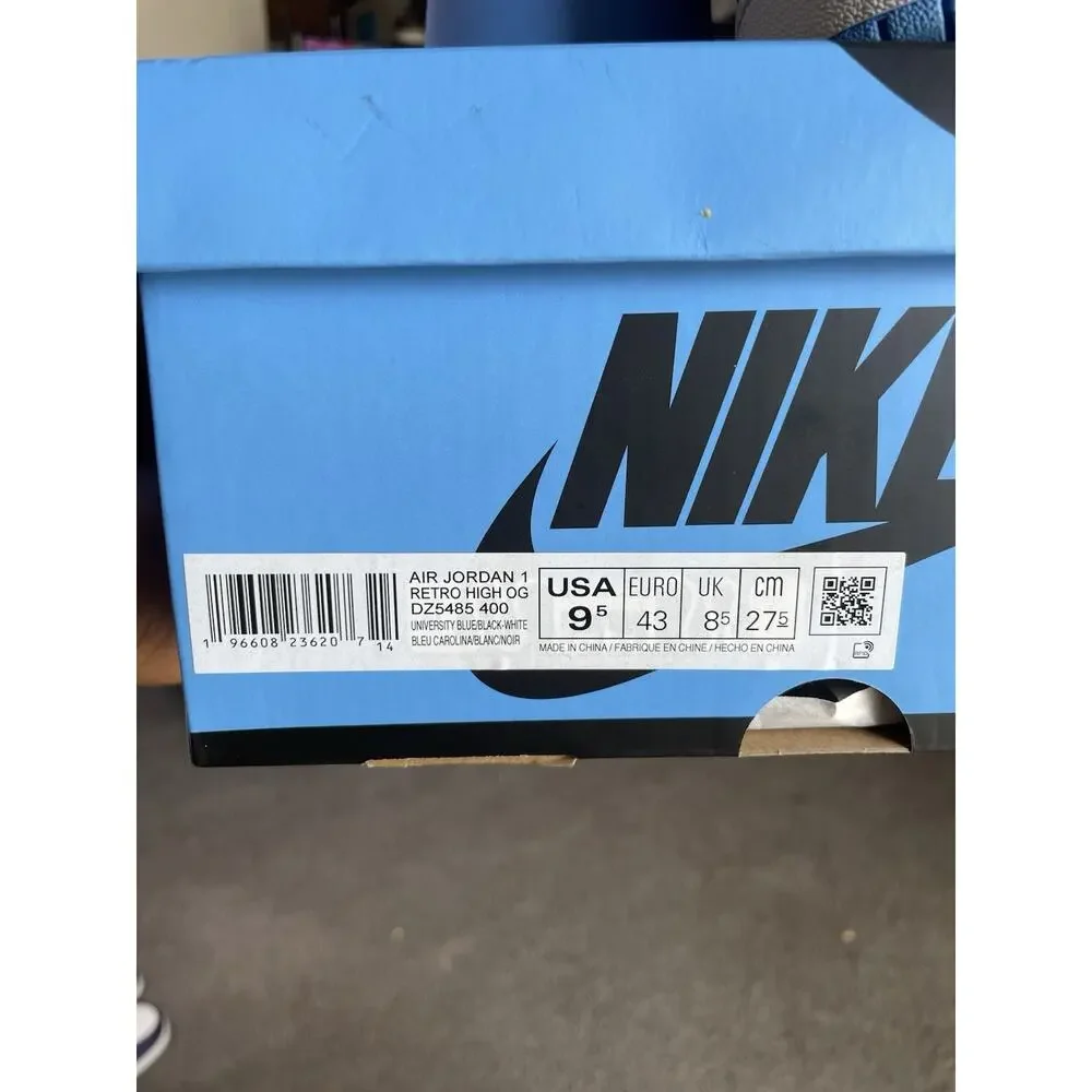 Size 9.5 - Air Jordan 1 Retro High OG UNC Toe DZ5485-400 2023